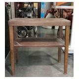 End table with secondary shelf - needs refinishing