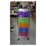 10-drawer rolling organizational cart with multi-