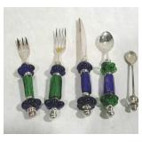 44-pc decorative flatware set with beaded handles-