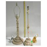 Two table lamps, no shades, one bracket