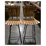 Counter stools with backs - pair of slat bottom