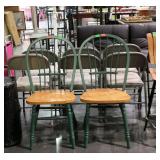 Two green and natural kitchen chairs -