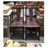 Chairs - set of four oak T - backs with brown