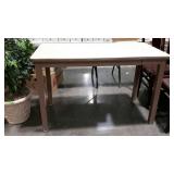 Writing table - single drawer, metal framed with