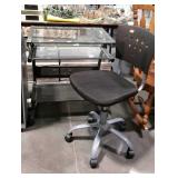 Contemporary glass top computer desk with chair,