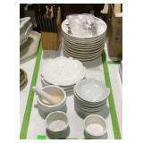 Kitchenware lot, knife block, plates and