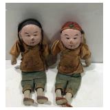 Dolls - pair of Asian style composition - 9" tall