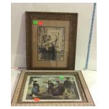 Two wall framed decor prints, designers frames