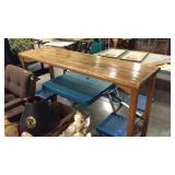 High rise wooden wall table, 59 long x 19d x 37"
