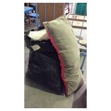 Pillows one body type and big trash bag of misc