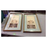 Two framed wall decor leaf prints, 17w x 29"