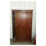 Wardrobe, pine double sliding door robe, with