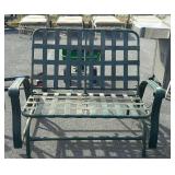 Metal porch glider, painted green, no cushions