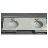 Cultured marble double vanity sink with faucets,