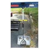 Tool lot, includes snow shovel, and garden claw