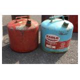 Two metal gas cans 5 gallon eagle and 5 gallon