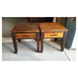 End tables, pair of rustic styled end tables with
