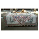 Flower basket quilted bedspread and sham, some