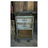 Shop cart, two drawers and bottom shelf on castor