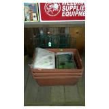 Garden lot, three poly planters, bark shield,