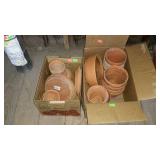 Pots and saucers, collection of terracotta pots