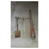 Tool lot, includes pick, post hole digger and a