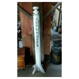 Post style coat tree, painted white with four