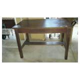 Tiger oak writing table with single center