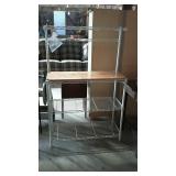 Bakers style rack, white metal - has two bottom