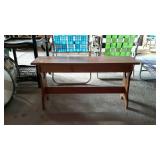 Pine bench with heart cut-out side designs - 36 x