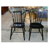 Two plank bottom chairs, with painted backs