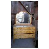 Dresser with mirror, 3 over 2 painted dresser on