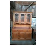 Lighted china cabinet two piece with one glass