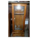 Gun cabinet with glass front with deer and