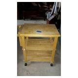 Maple kitchen cart, on wheels, with knife block