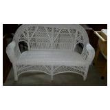 White wicker sunroom settee, nice condition - 54"