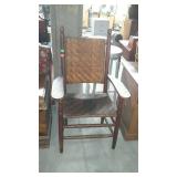 Porch chair, with acorn shaped finials, splint