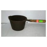 Cast iron 3 qt. sauce pot with wooden handle - no