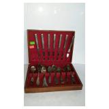 Silver chest with misc silver plated flatware,