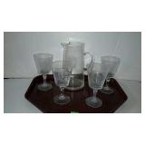 Beverage set - Lead crystal pitcher & four