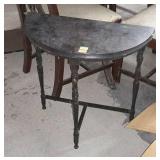 Half round hall stand with turned legs, painted