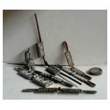 Flat with six lead sinker molds, a round of s