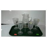 Beverage set - Lead crystal pitcher & four
