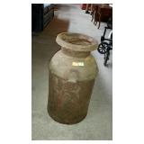 Old milk can with the lid, drop handles, shows