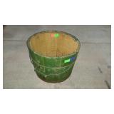 Early Wooden Pail Bucket, green painted exterior