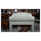 Two fabric covered full size headboards, greenish