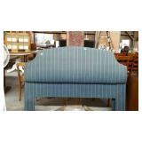 Two fabric covered full size headboards, graying