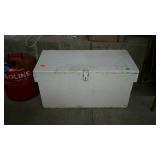 Wooden box with hinged lid, painted white - 28 x