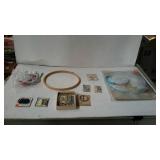 Group of crafting supplies and buckles.