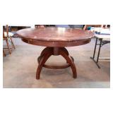Round dining table, shows finish wear - 52"